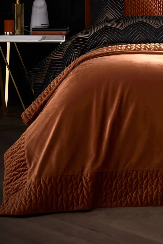 Laurence Llewelyn-Bowen 'Siena' Quilted Velvet Bedspread in Red - Red