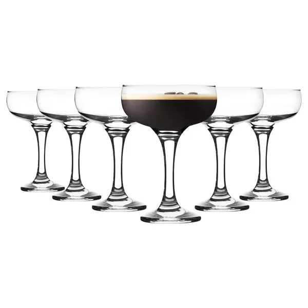 Lav 6x Misket Espresso Martini Glasses - 235ml Espresso Coupe Glass Set in Clear Clear