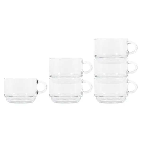 Lav Glassware 270ml Cozy Stacking Glass Coffee Cups - Pack of Six