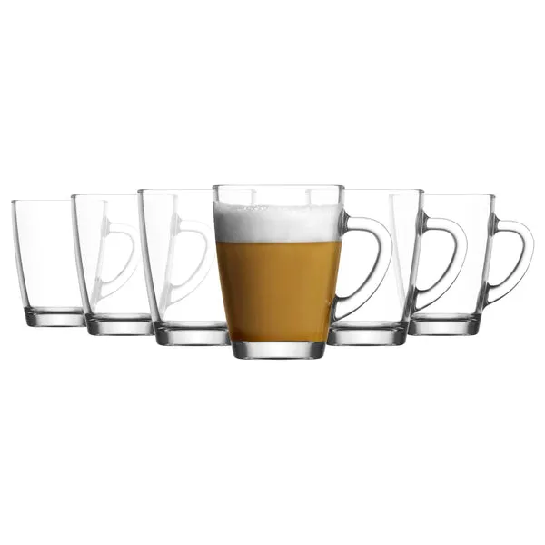 Lav Glassware 300ml Vega Glass Coffee Mugs - Pack of Six