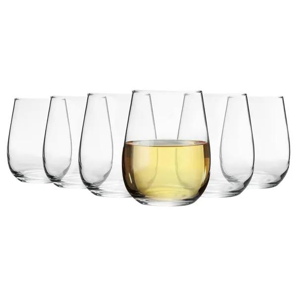 Lav Gaia Stemless White Wine Glasses - 360ml - Clear - Pack of 6 Clear
