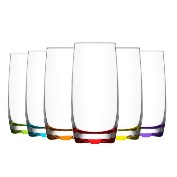 Lav Glassware 390ml Coloured Adora Premium Highball Glasses - Pack of Six