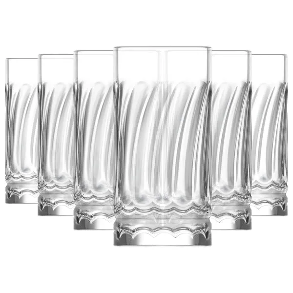 Lav Glassware 390ml Wave Highball Glasses - Pack of 6