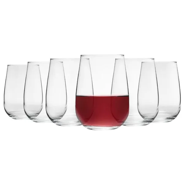 Lav Gaia Extra Large Stemless Wine Glasses - 590ml - Clear - Pack of 6 Clear