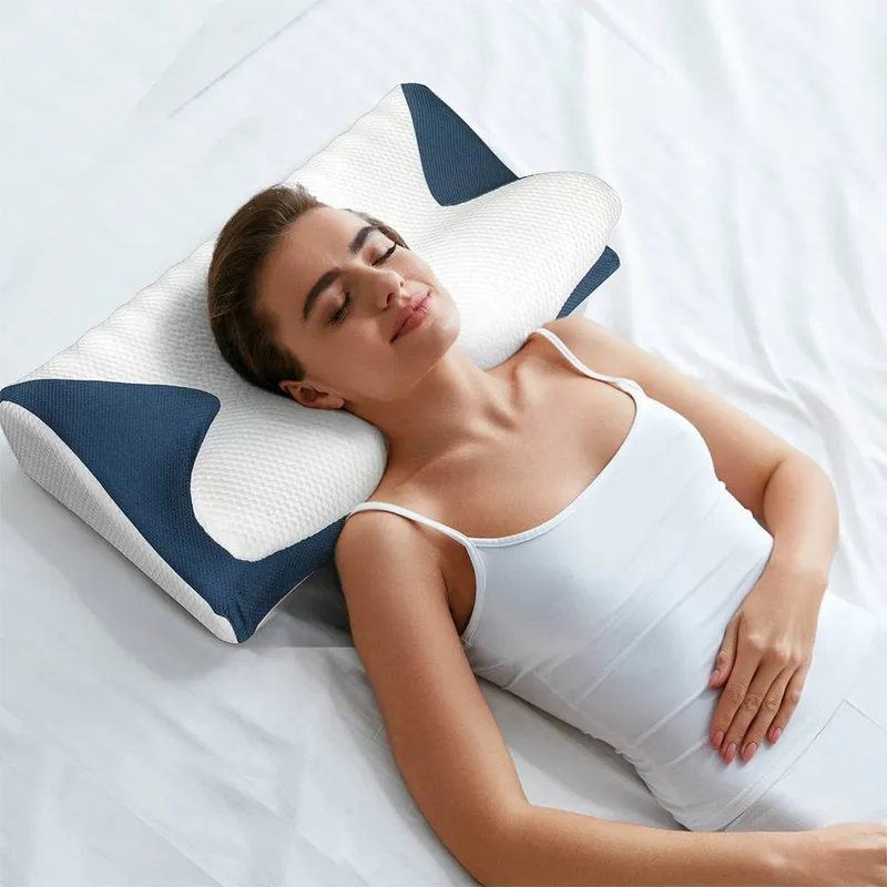 Lavio Cervical Contour Memory Foam Pillow Side Sleeper for Neck Pain Relief Multicolor