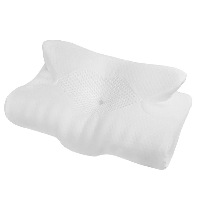 Lavio Ergonomic Neck Pillow Memory Foam Breathable Washable Cover in White White