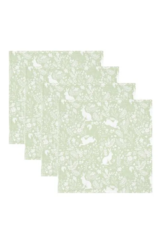 Le Chateau Textiles William Morris Forest Life Green Set of 4 Napkins Green