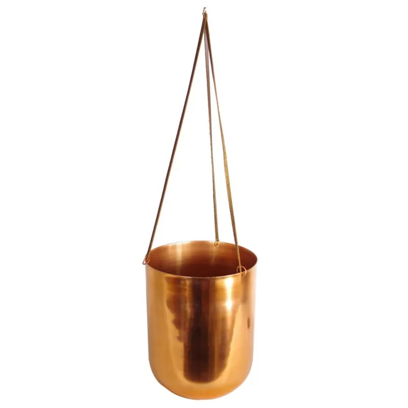 Copper Hanging Planter 18 x 22cm - Leaf