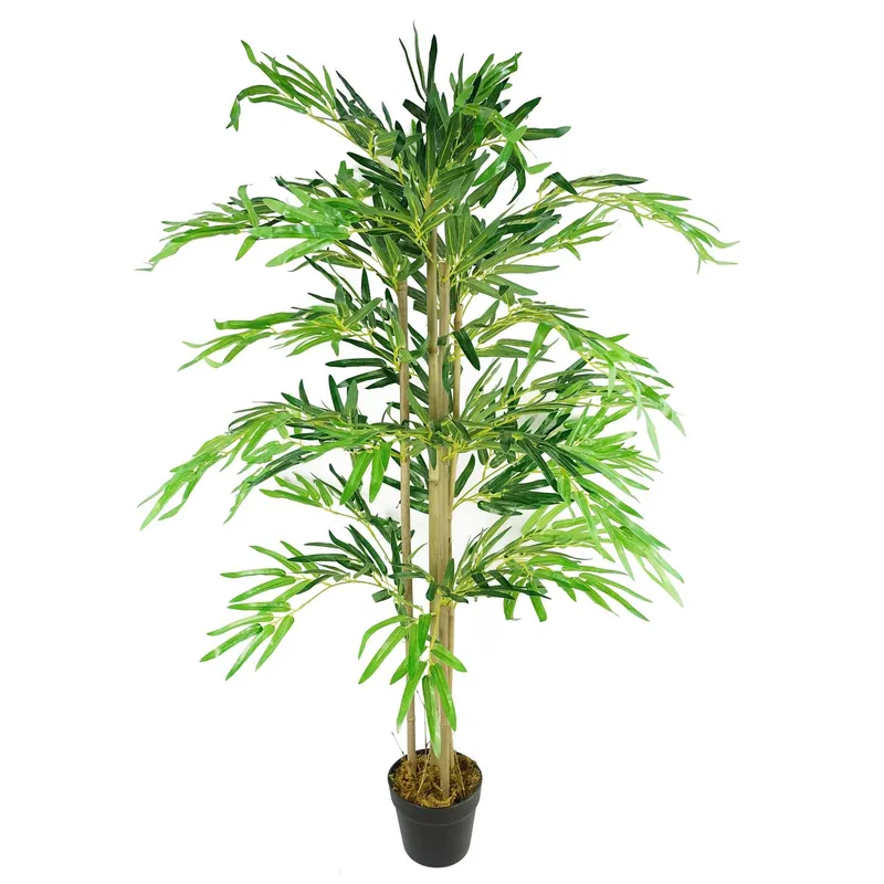Leaf - 120cm (4ft) Artificial Bamboo Plants Trees - Natural Green