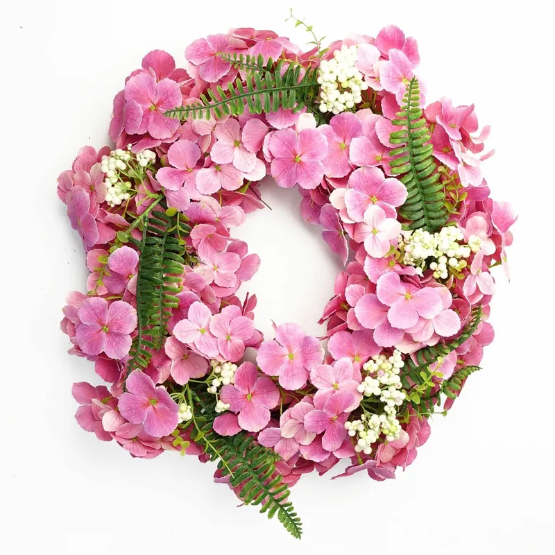 Leaf 40cm Artificial Pink Floral Blossom Wreath