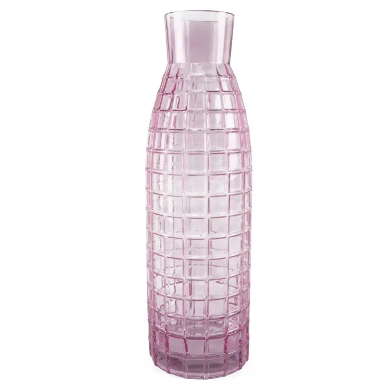 Leaf Glass Vase Tall Pink Square Glass Vase 49cm Botanik Pink