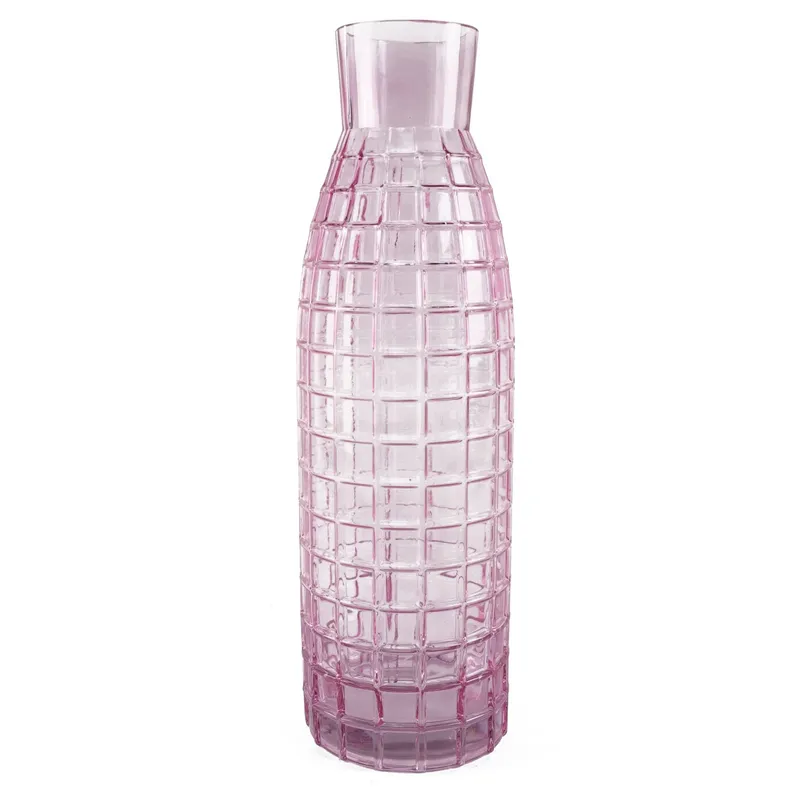 Leaf 49cm Tall Pink Square Glass Vase