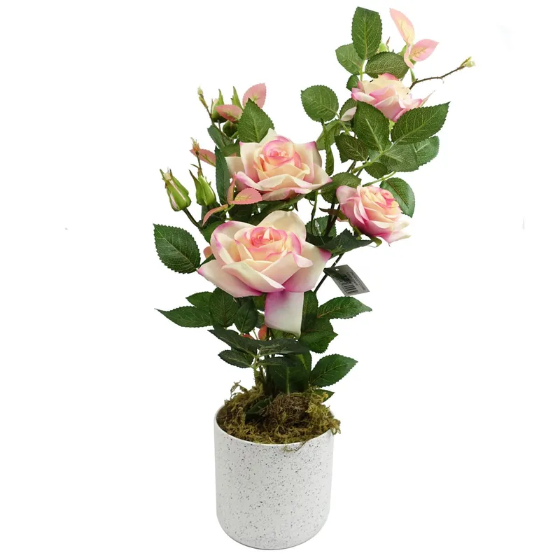 Leaf 50cm Artificial Pink Rose Plant Pink