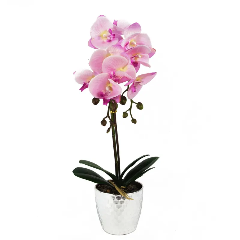 Leaf 50cm Phalaenopsis Orchid Artificial - Light Pink Silver Pink