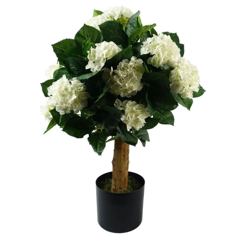 Leaf - 75cm Artificial White Bush Hydrangea Plant Potted