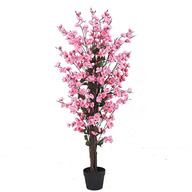 Leaf Artificial Pink Blossom Tree Plants 120cm 4ft Pink