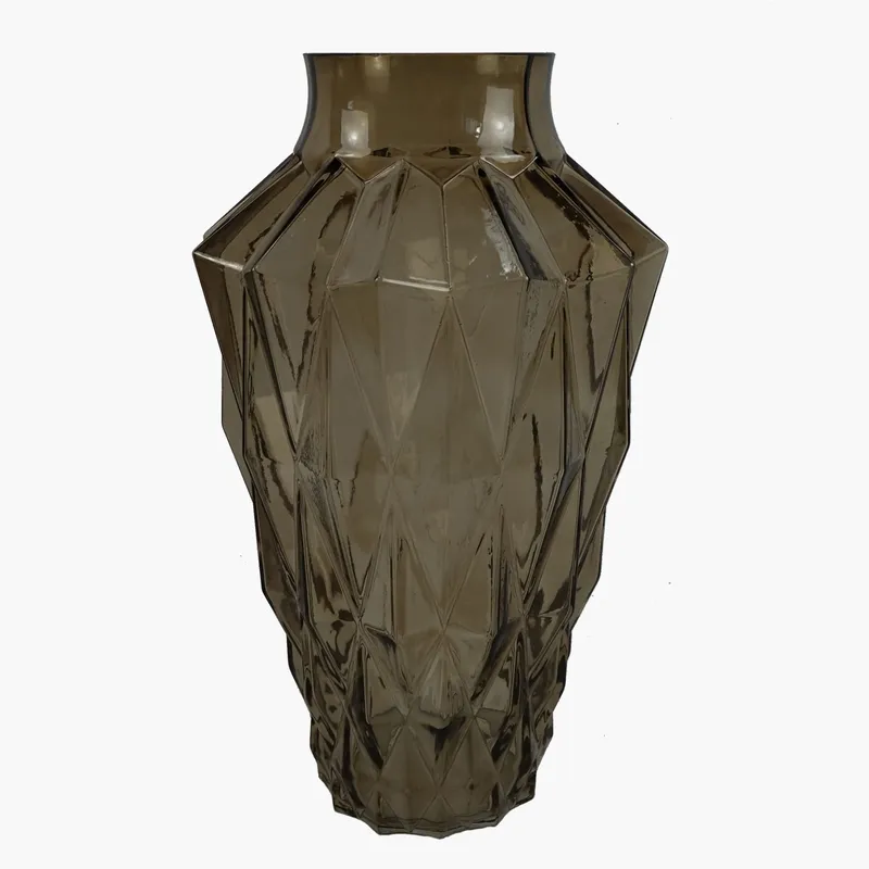 Leaf Glass Vase Brown Geometric Glass Vase 30cm Botanik in Dark Brown Dark Brown