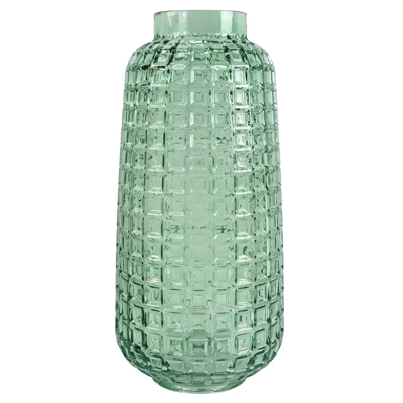 Leaf Glass Vase Green Cube Glass Vase 30cm Botanik Green