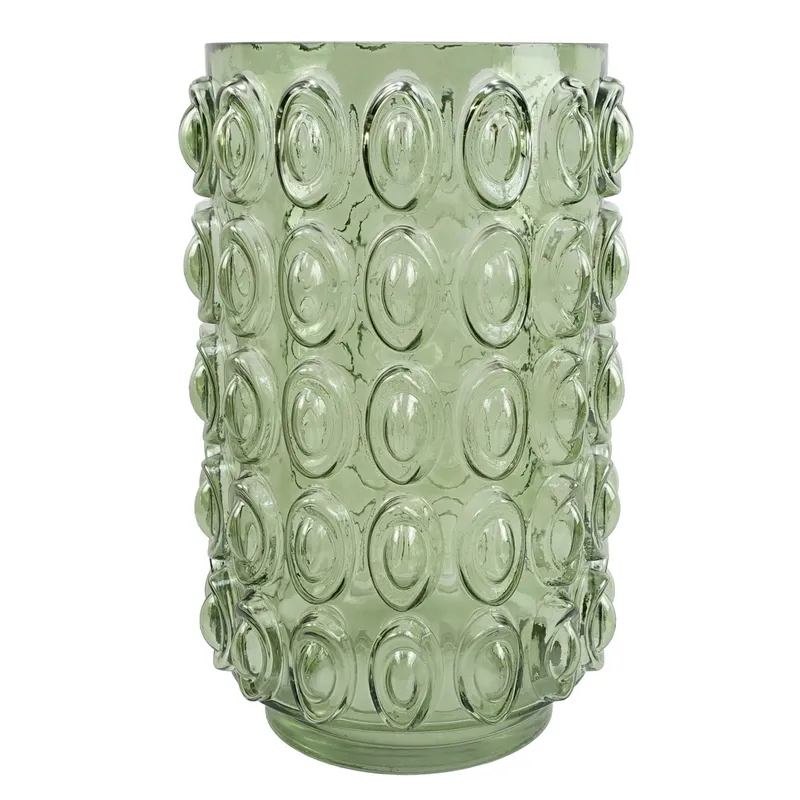 Leaf Glass Vase Green Retro Bubble Vase 30cm Botanik Green