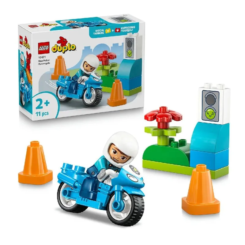 Lego Duplo Town Blue Police Motorcycle Multicolor