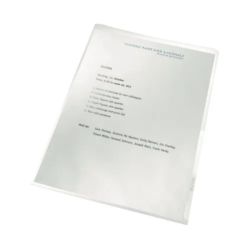Leitz Recycle Cut Flush Folders A4 Clear (100 Pack)