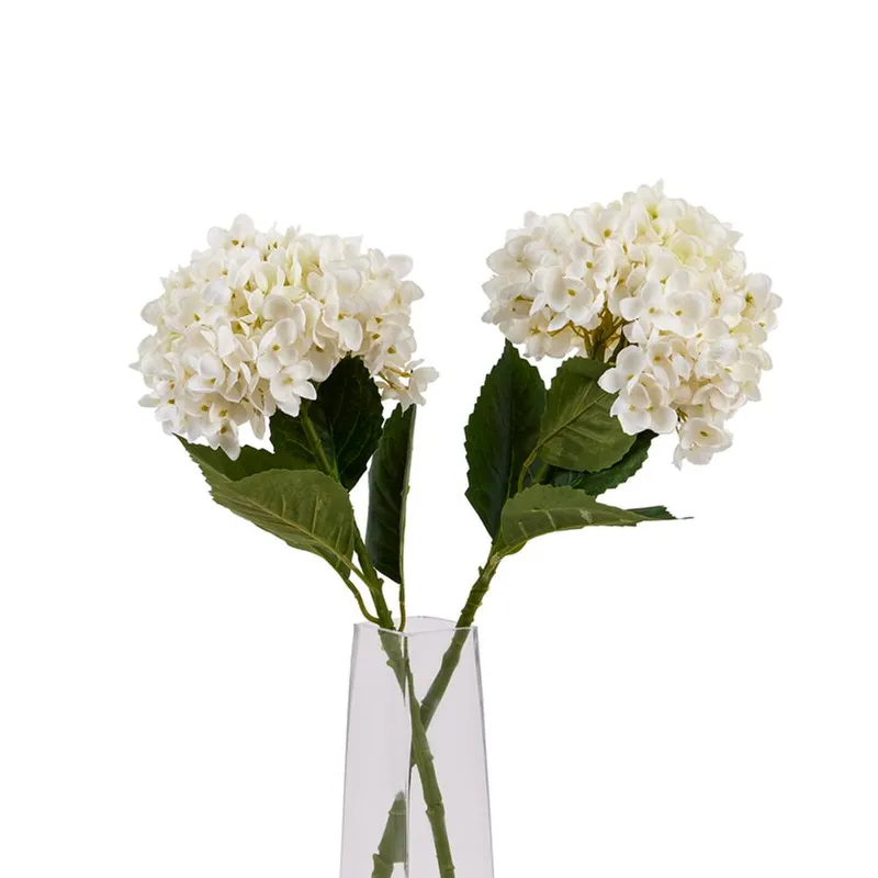 Lemon Pavilion Furniture and Decor Hydrangea Stem - Plastic - L16 x W16 x H58 cm - White White
