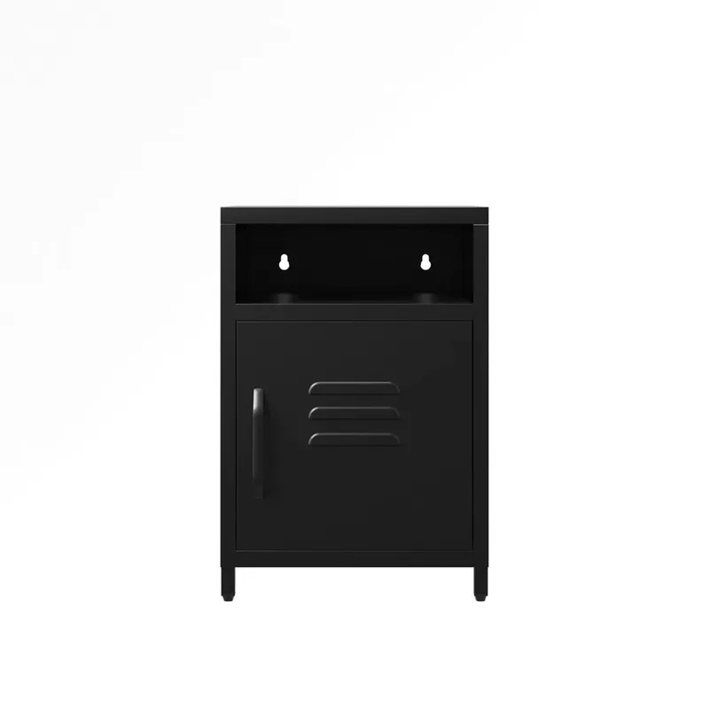 Lemon Pavilion Furniture Dillon Bedside Cabinet - Steel - Black - Flat Packed Black
