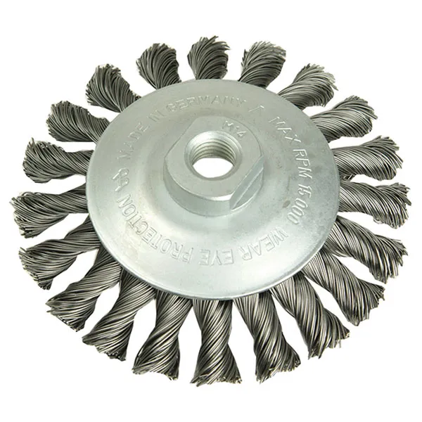 Lessmann 0.35 Steel Wire Conical Knot Brush 100mm M14 Thread
