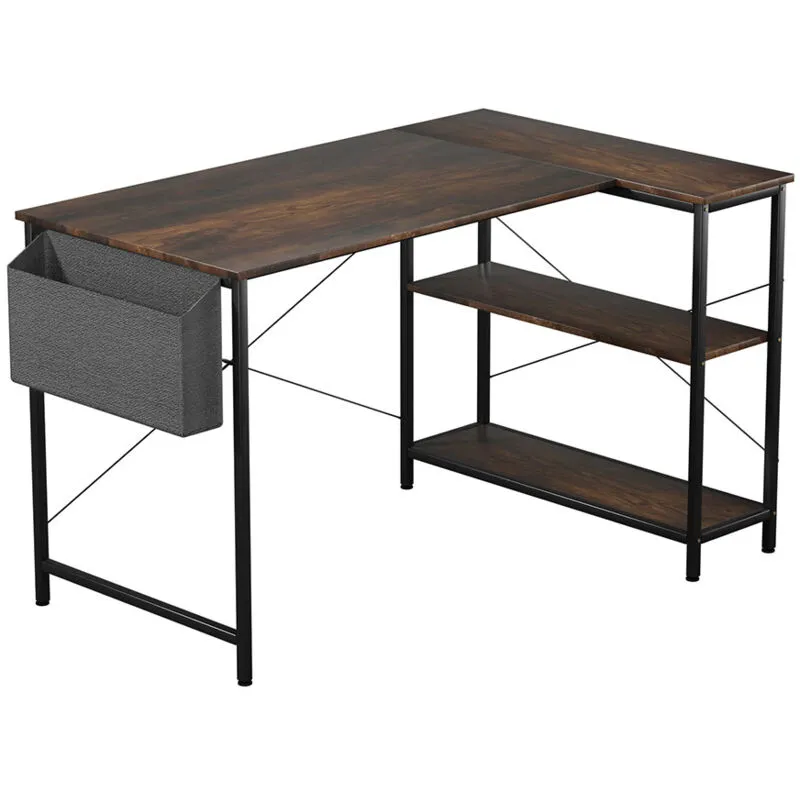 Levede L Shaped 120cm Browm Computer Desk Home Office Laptop Modern in Brown Brown