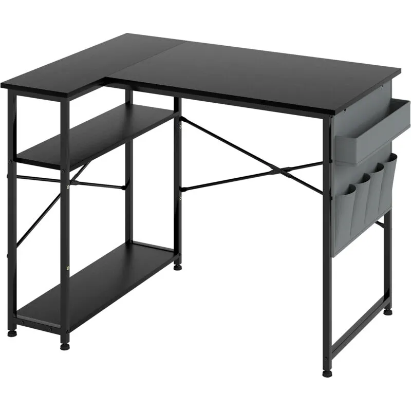 Levede L-shaped Gaming Computer Desk Corner Table Office Home 2 Storage Shelves