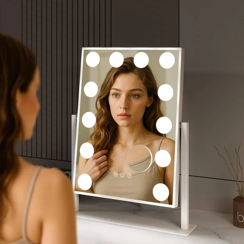 Levede Emitto LED Hollywood Makeup Vanity Mirror Dimmable 3 Colour Lights in White - White