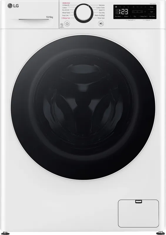 LG AI Direct Drive™ FWY606WWLN1 10Kg/6Kg Washer Dryer with 1400 rpm - White - D Rated [Wash&Dry], A Rated [Wash Only], White