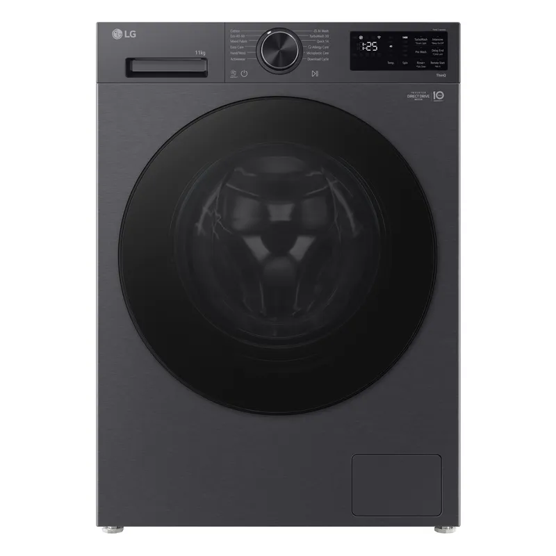 LG F4X5011TBB 11kg 1400 Spin Washing Machine in Matte Black A Rated AI