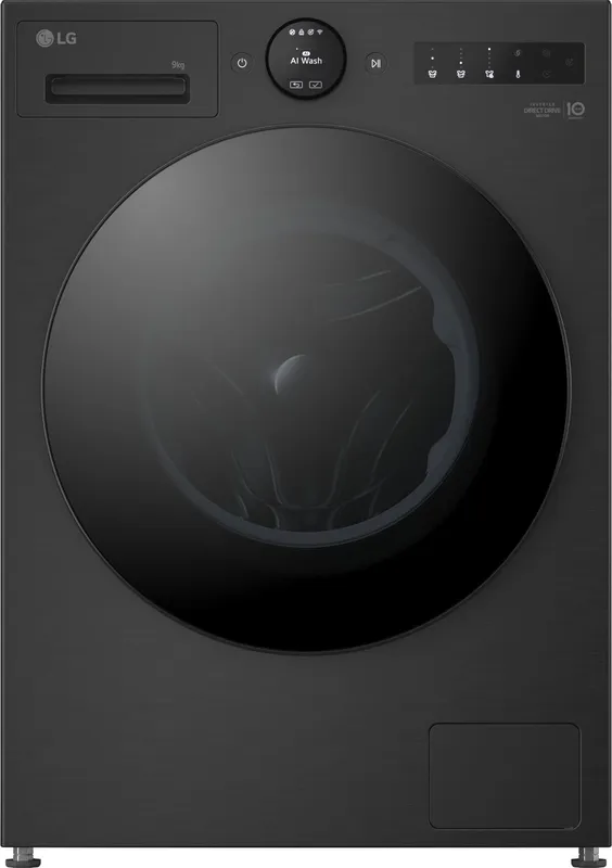 LG VX70 Series AI Direct Drive™ F4X7009TBB 9kg WiFi Connected Washing Machine with 1400 rpm - Matte Black - A Rated, Black