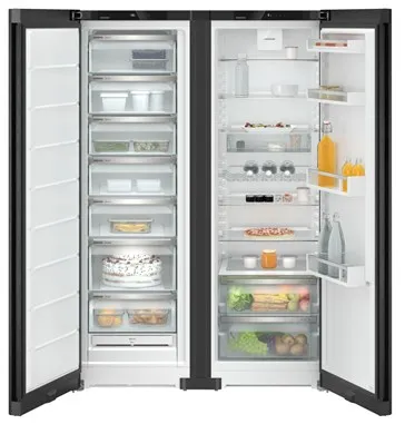 Liebherr Plus XRFbd5220 Black Steel Freestanding Side-By-Side Fridge-Freezer