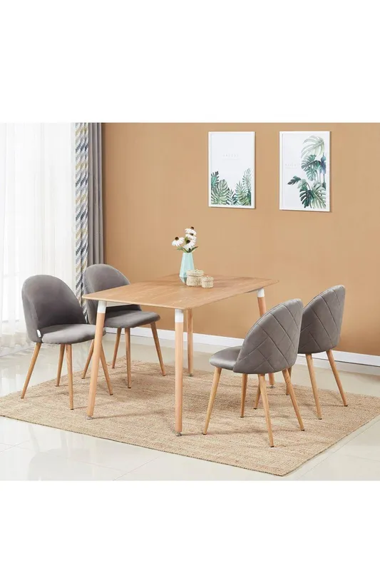 Life Interiors 'Lucia Halo' Dining Set with a Table & 4 Chairs in Grey Grey