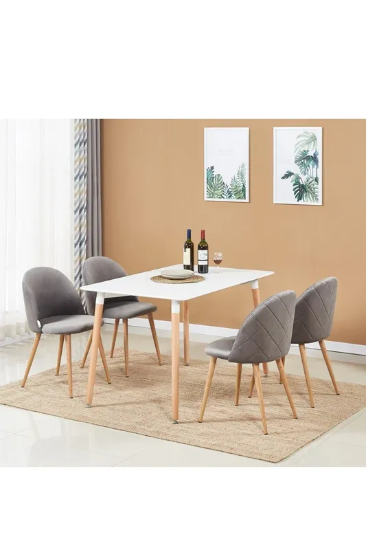 Life Interiors 'Lucia Halo' Dining Set with a Table & Chairs Set of 4 in Grey Grey