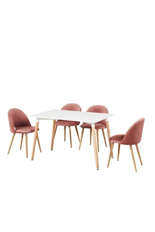Life Interiors 'Lucia Halo' Dining Set with a Table & Chairs Set of 4 in Pink - Pink