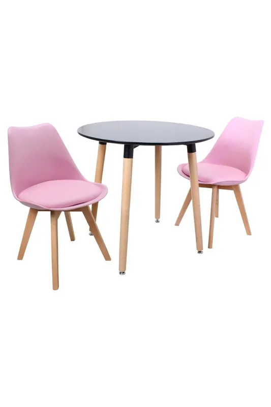 Life Interiors 'Round Lorenzo' Dining Set with a Table & Chairs Set of 2 in Pink Pink