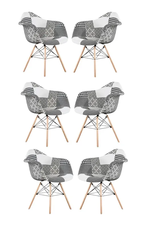 Life Interiors - Set of 1/2/4/6 Chrono Patchwork Eiffel Dining Chair - Set of 6 - Multicoloured - Multi