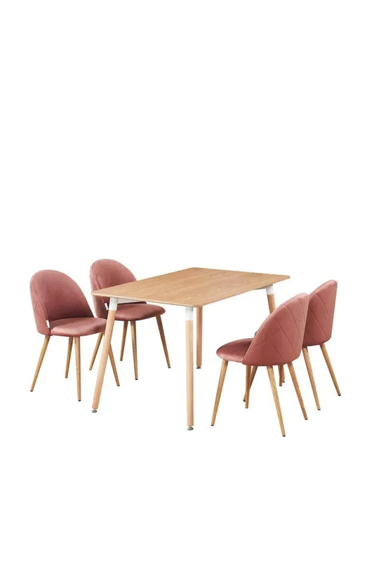 Life Interiors 'Lucia Halo' Dining Set with a Table & 4 Chairs in Pink - Pink