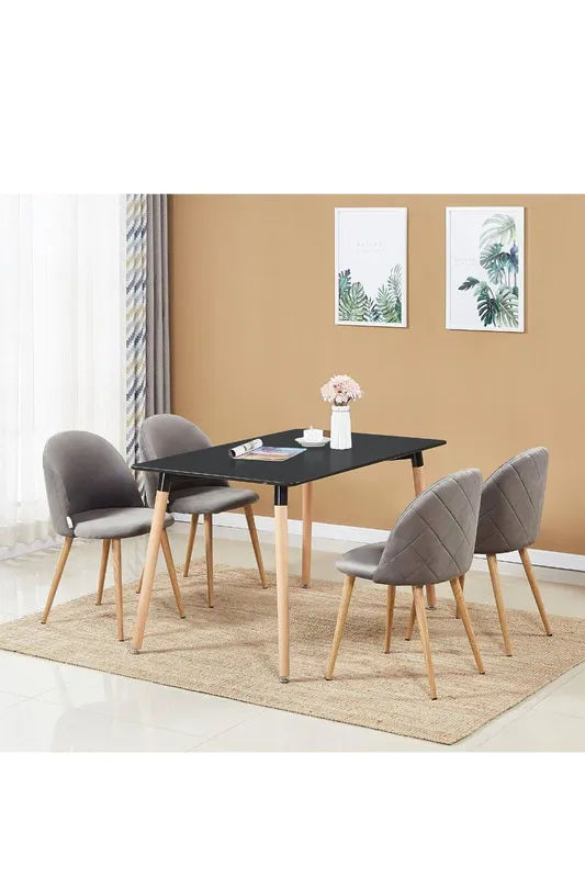 Life Interiors Unisex 'Lucia Halo' Dining Set w/ a Table & Chairs Set of 4 in Grey Grey female