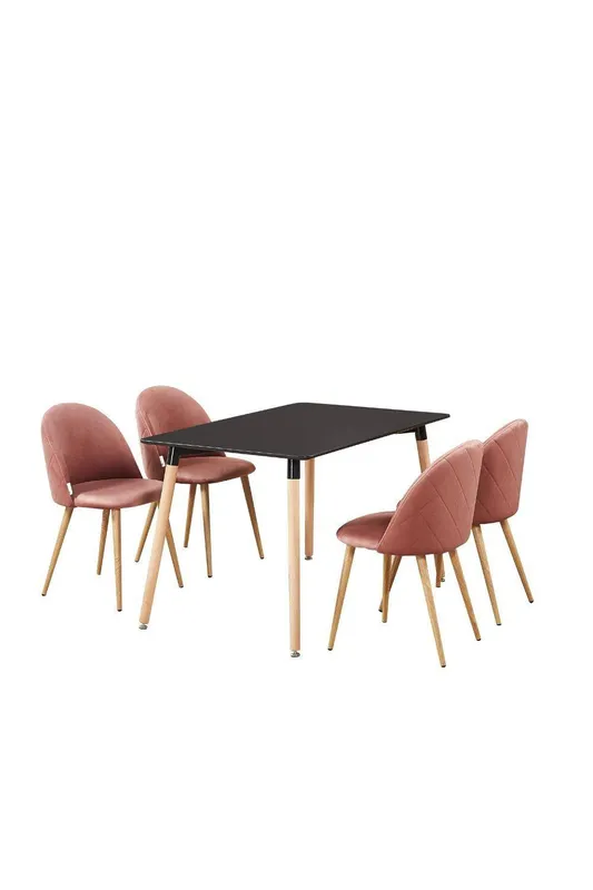 Life Interiors Unisex 'Lucia Halo' Dining Set w/ a Table & Chairs Set of 4 in Pink Pink female