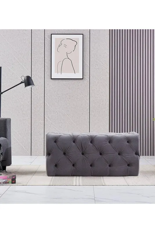 Life Interiors Unisex 'Melia' Velvet Ottoman Bench Single in Grey Grey female