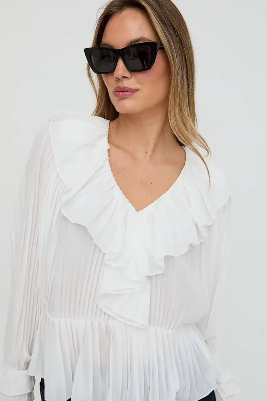 Lily and Lionel Women's River All Over Pleats Blouse In White Size: 6 White 6