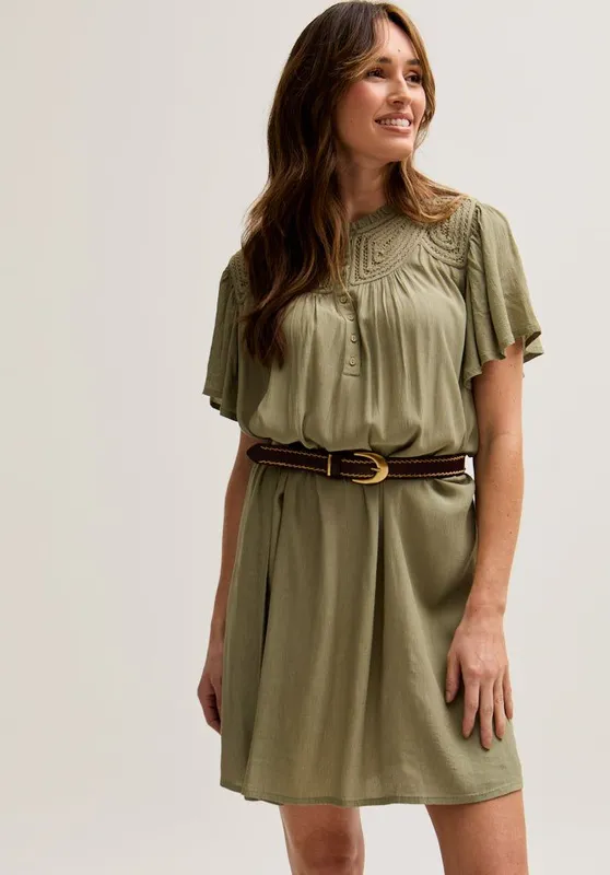 Lily and Lionel Women's Roma Angel Sleeve Mini Dress In Green Size: 12 Green 12