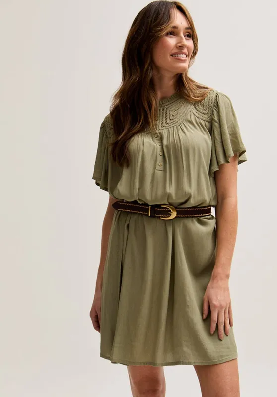 Lily and Lionel Women's Roma Angel Sleeve Mini Dress in Green Size: 14 Green 14 female