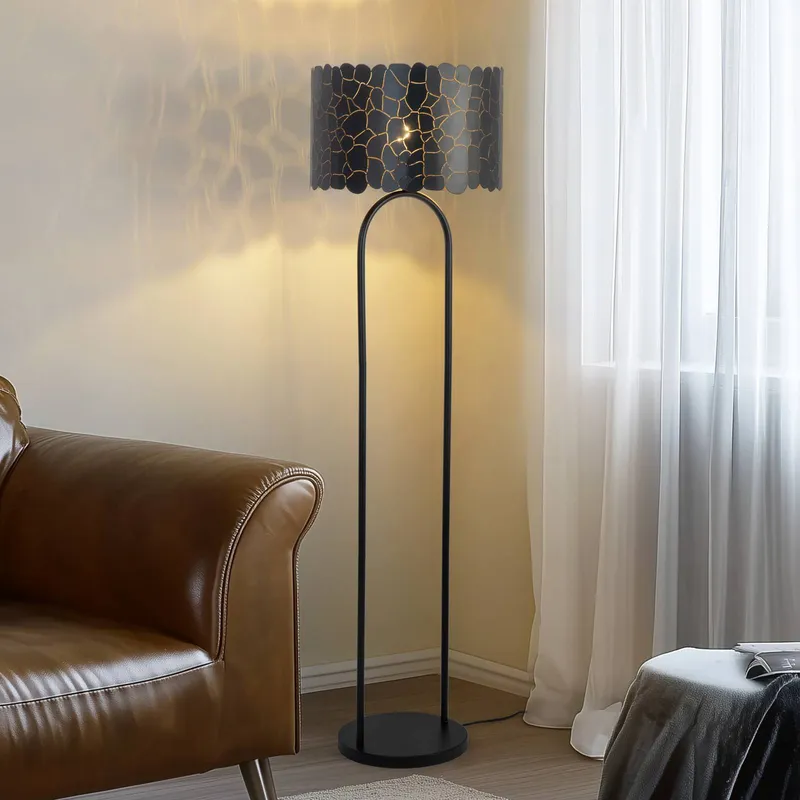 Floor Lamp Aralena Lindby, Black, Living / Dining Room, metal, Modern, Floor Lamp