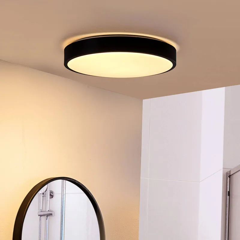 LED Ceiling Light Medon Lindby, Black, Bathroom, metal, Modern, Ceiling Light