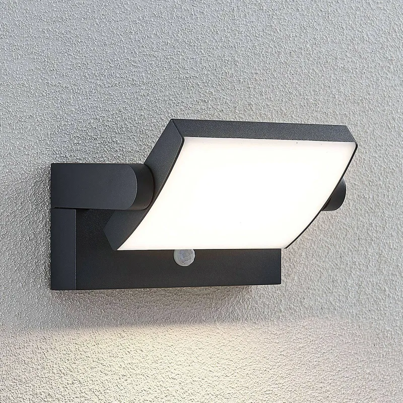 Outdoor Sensor Wall Light Sherin Lindby, Black, Aluminium, Modern, Outdoor Wall Light